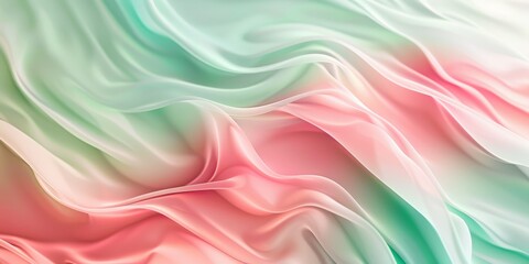 Obraz premium A delicate and beautiful swath of fine silk fabric showcasing soothing gradient hues of mint and coral tones