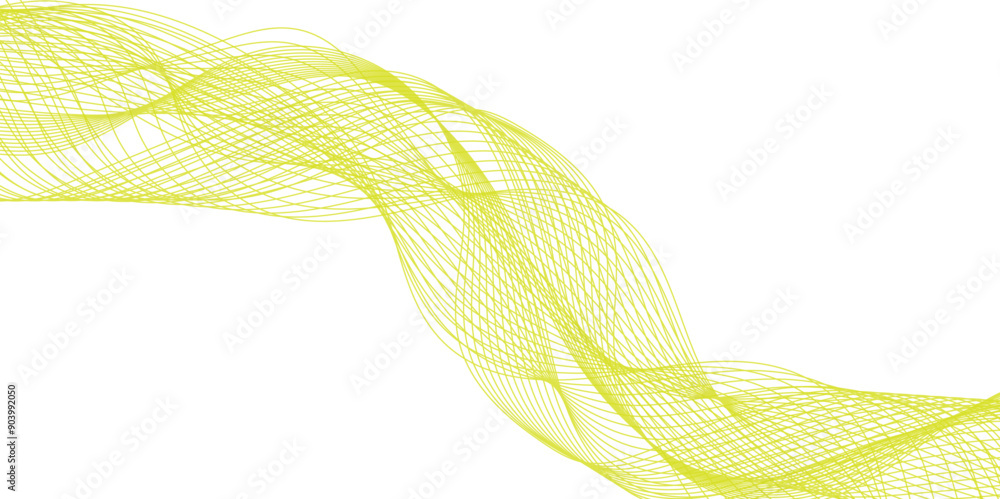 Poster abstract vector background with yellow wavy lines. green wave background. design element for technol