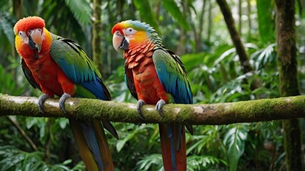Obraz premium Colorful Parrots in the Rainforest (Psittacidae)