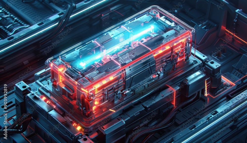 Poster futuristic technology - a glimpse into the heart of a high-tech machine