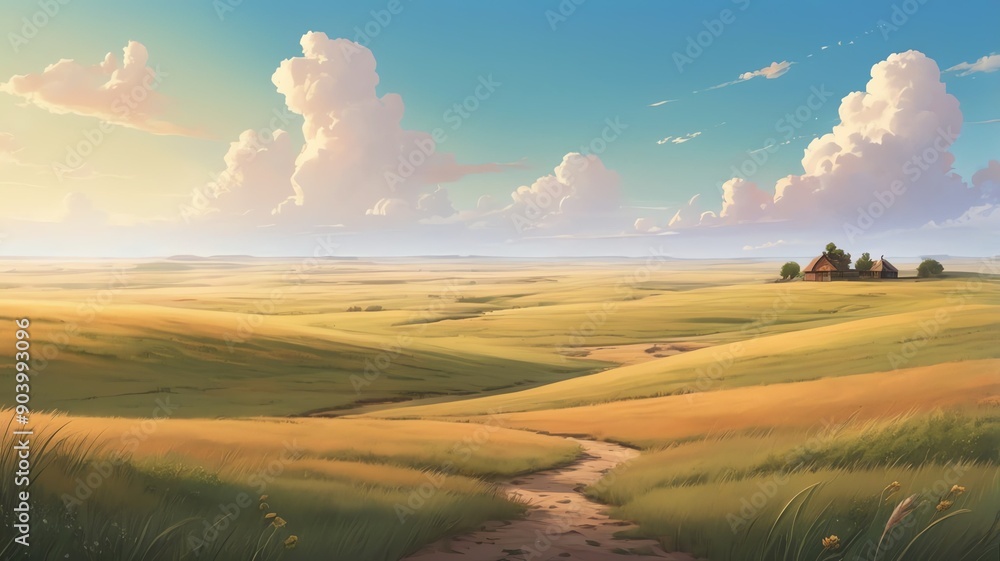 Wall mural prairie expanse background art design backdrop copy space