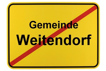 Illustration eines Ortsschildes der Gemeinde Weitendorf in Mecklenburg-Vorpommern