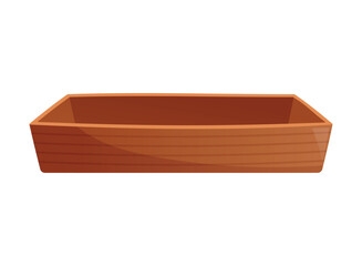 Decorative wooden tray, interior decor element. Vector isolated cartoon illustration.