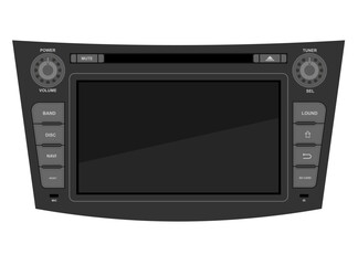 Fototapeta premium car multimedia with touchscreen vector illustration flat style isolated on white background