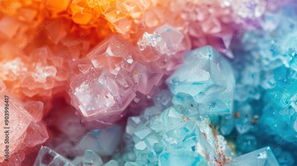 Poster colorful crystal formations sparkle with vibrant hues and intricate patterns in a natural setting