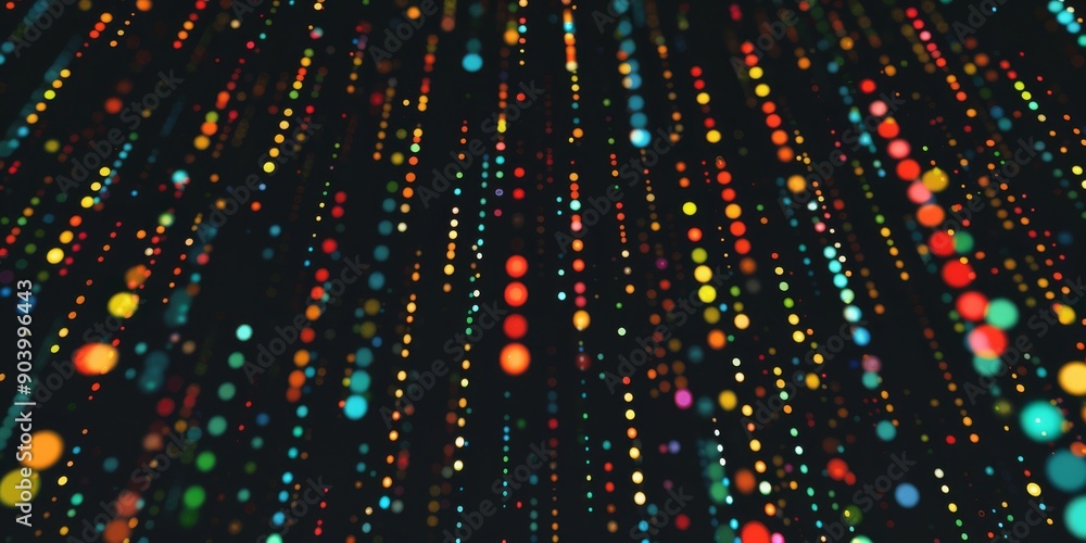 Poster a colorful and abstract visual representation of digital data flow, indicating modern tech innovatio