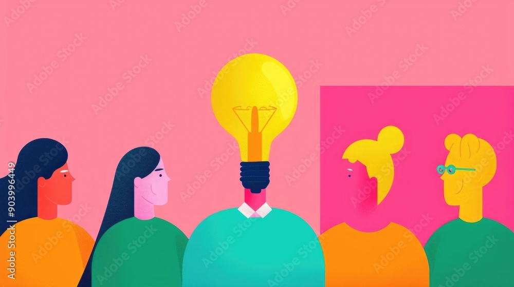 Poster pastel colored of collaborative idea in a study group setting creative teamwork problem solving and 