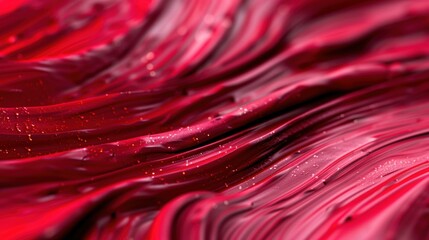 Swirling red fluid waves flow gracefully, creating beautiful abstract patterns