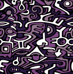 Abstract color drawing of chaotic shapes drawn by hand.Seamless pattern.