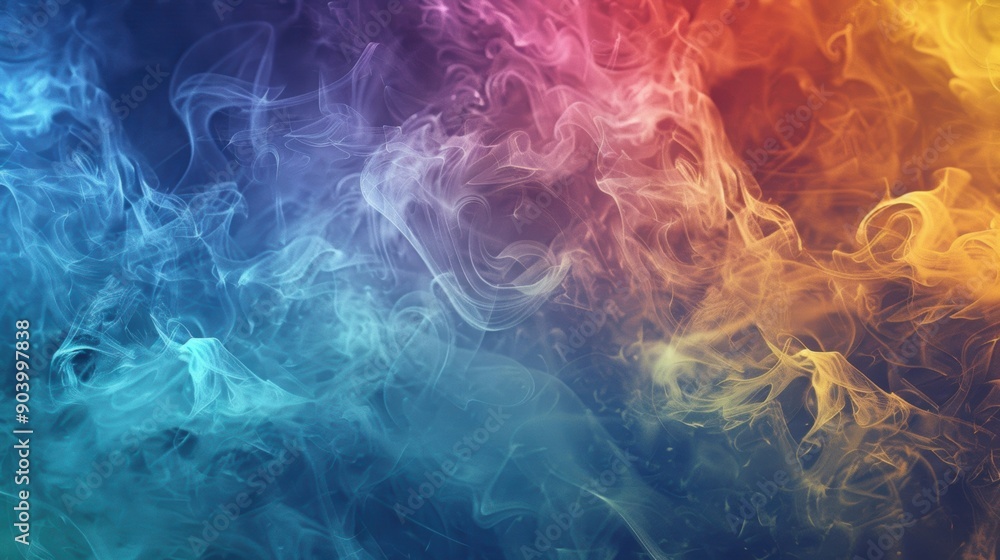 Poster vibrant smoke swirls blend colors in an ethereal display, creating a captivating and abstract visual