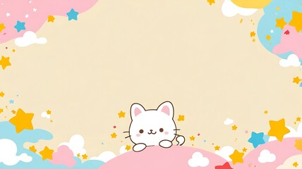 Background minimalis, Row of colorful cartoon animals suitable for childrens products, educational materials, and social media graphics. Smiling faces add charm.