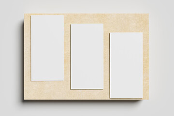 Perfect blank DL flyer brochure on wooden board.