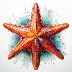Watercolor Starfish, clipart Illustration, Generative Ai