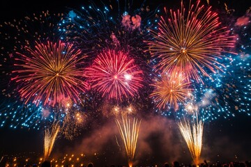 Spectacular Fireworks Light Up Night Sky in a Dazzling Independence Day Celebration