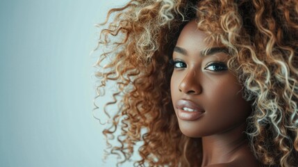 Fototapeta premium young black woman with blond curly hair