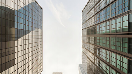 Features a mix of modern architectural styles and glass facades