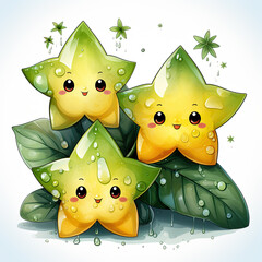 Watercolor Starfruit, clipart Illustration, Generative Ai