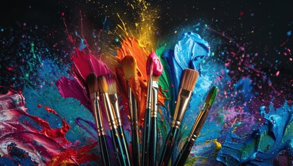 Fototapeta premium Colorful Paintbrush Explosion