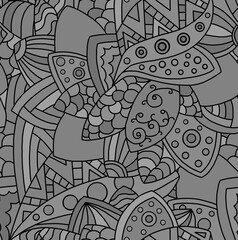 Abstract chaotic drawing in gray tones drawn by hand.Seamless pattern.
