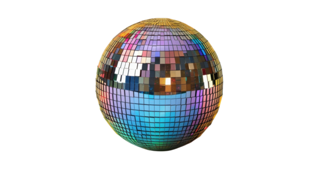 Disco ball colorful on transparent background