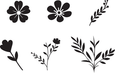 Botanical Floral Branch Silhouette Vector Style Illustration