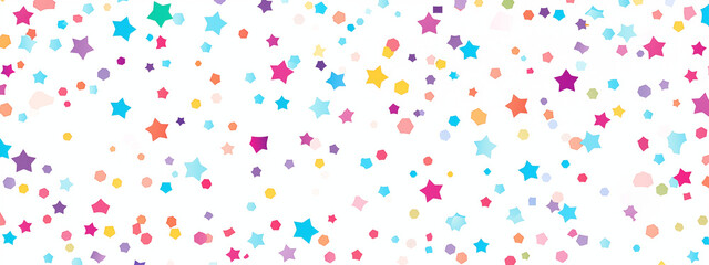 Colorful Stars and Shapes on White Background High Resolution Digital Design