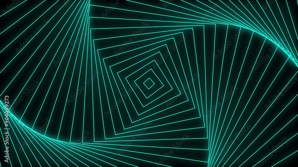 Poster abstract turquoise neon lines in squares. vibrant design suitable for web backgrounds, posters, and 
