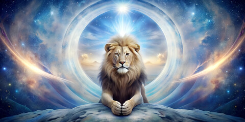 Majestic Lion at the Celestial Gateway