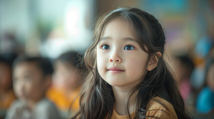 Cute girl  in school class,study,back to school,education