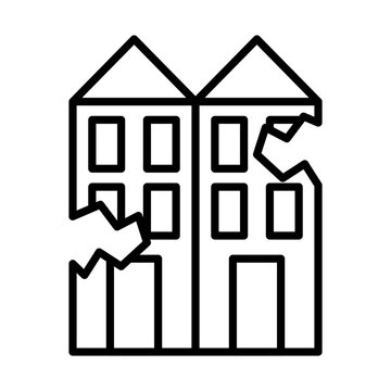 damaged buildings outline black line art clip art preview
