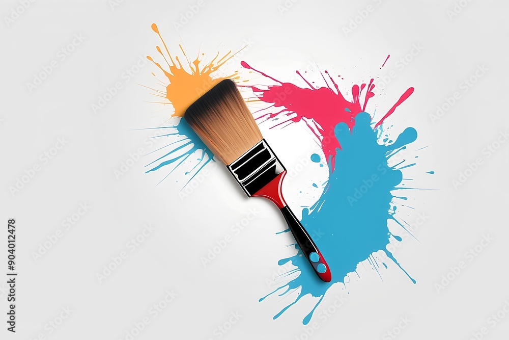 Poster vibrant paint splash emerging from a brush representing creativity artistic expression and dynamic m