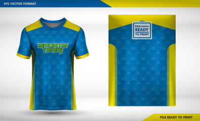 Sport jersey template mockup curve design for football soccer, racing, running, e sports, blue yellow color