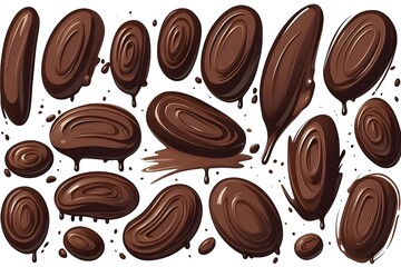 Fototapeta premium set of chocolate pieces, isolated on a white background
