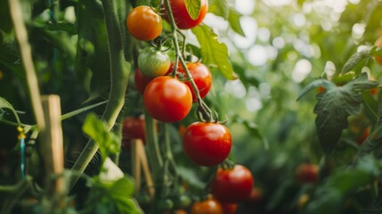 Greenhouse with cherry tomatoes. Organic farm