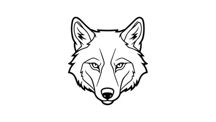 illustration of a serious wolf face outline black and white © Giorgi