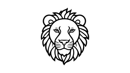 lion head tattoo illustration in vector, line art of lion portrait