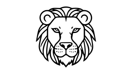 serious portrait of a lion face in vector outline shape