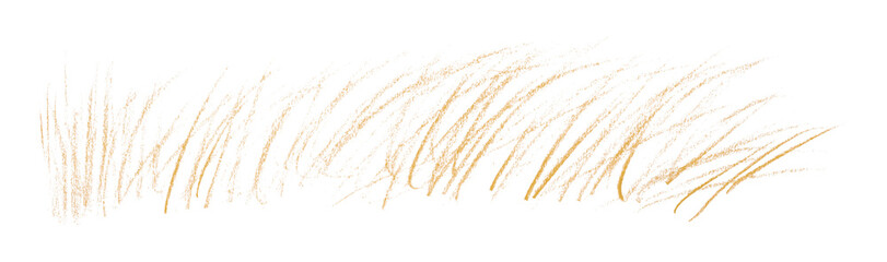 Orange pencil strokes in simple style, isolated on transparent background.