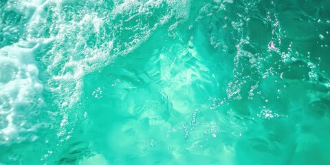 Fototapeta premium turquoise water surface, water in the pool, cyan water texture of the ocean sea
