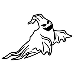 Halloween Ghost Line Illustration