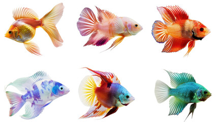 Fototapeta premium Colorful fish set on transparent background