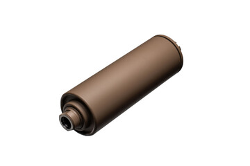 Black silencer for weapons. Suppressor that is at the end of an assault rifle. Isolate on a white...