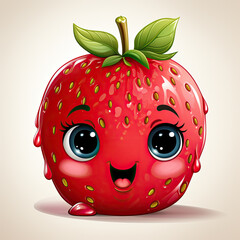 Obraz premium Watercolor Strawberry, clipart Illustration, Generative Ai