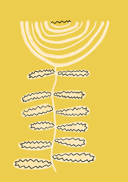 Flower illustration with zigzag leaves