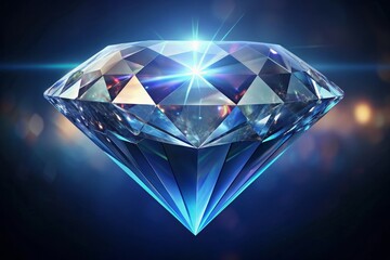 A mesmerizing blue diamond, sparkling with brilliance, symbolizes luxury, success, and the pursuit of excellence. Its facets reflect light, creating a dazzling display of color and depth, representing