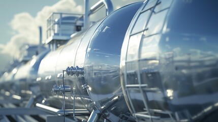 Close-up hydrogen fuel tanks