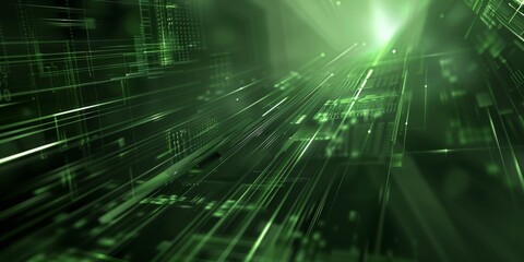 Obraz premium The green digital matrix background signifies advanced technology and interconnected data networks of the future