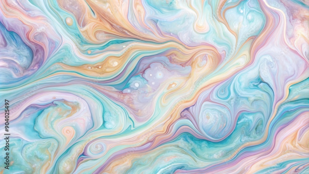 Poster this abstract image features a captivating blend of pastel colors, creating a mesmerizing liquid mar