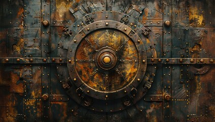 Fototapeta premium Steampunk-Inspired Metal Door