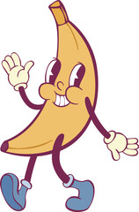 Banana retro groovy mascot cartoon character